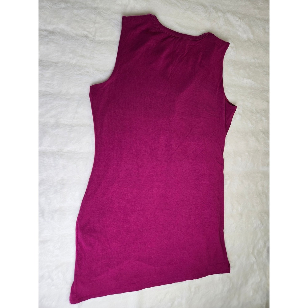 White House Black Market Magenta Pink Sleeveless Henley Tunic Dress Large - Picture 6 of 10